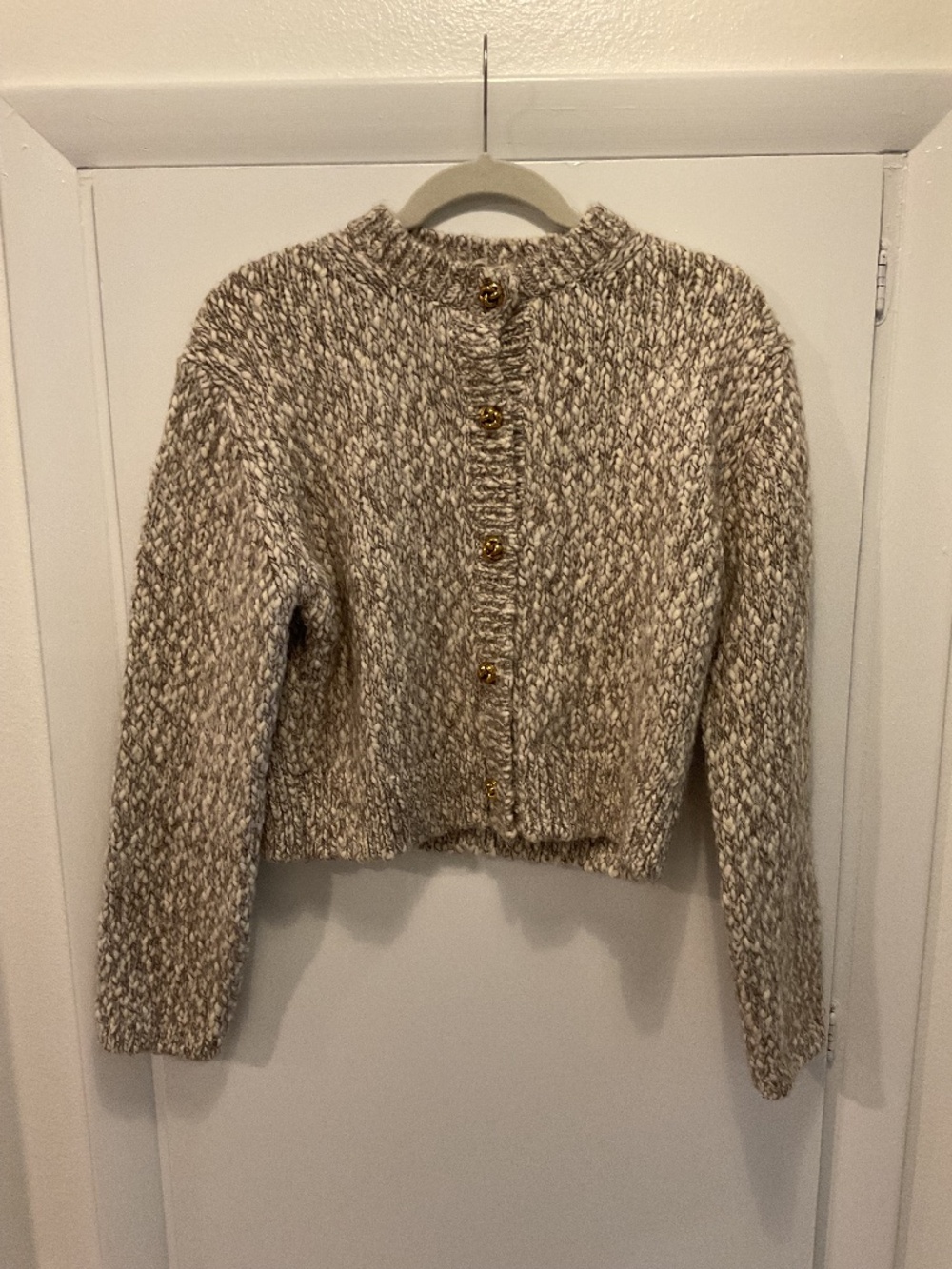 Massimo Dutti Cardigan, Brown Marl, Size Medium